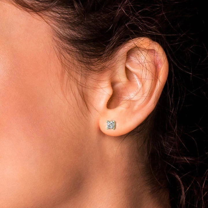 1 tcw Princess Cut earrings