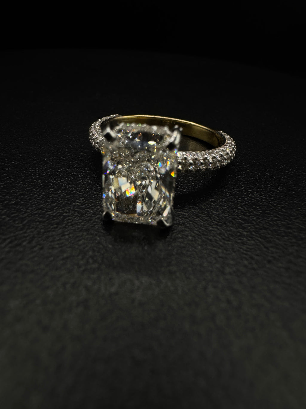 3.95 Radiant engagement ring set
