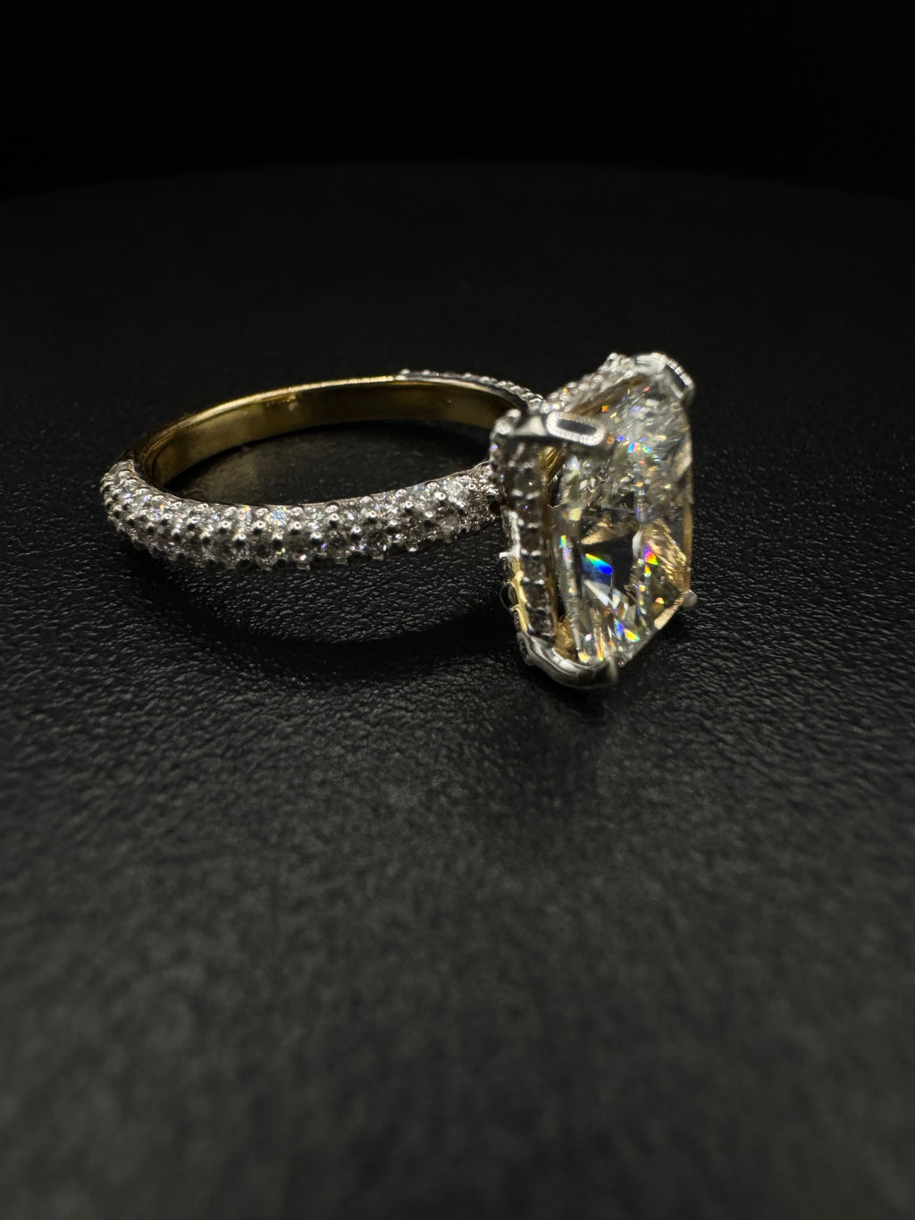 3.95 Radiant engagement ring set