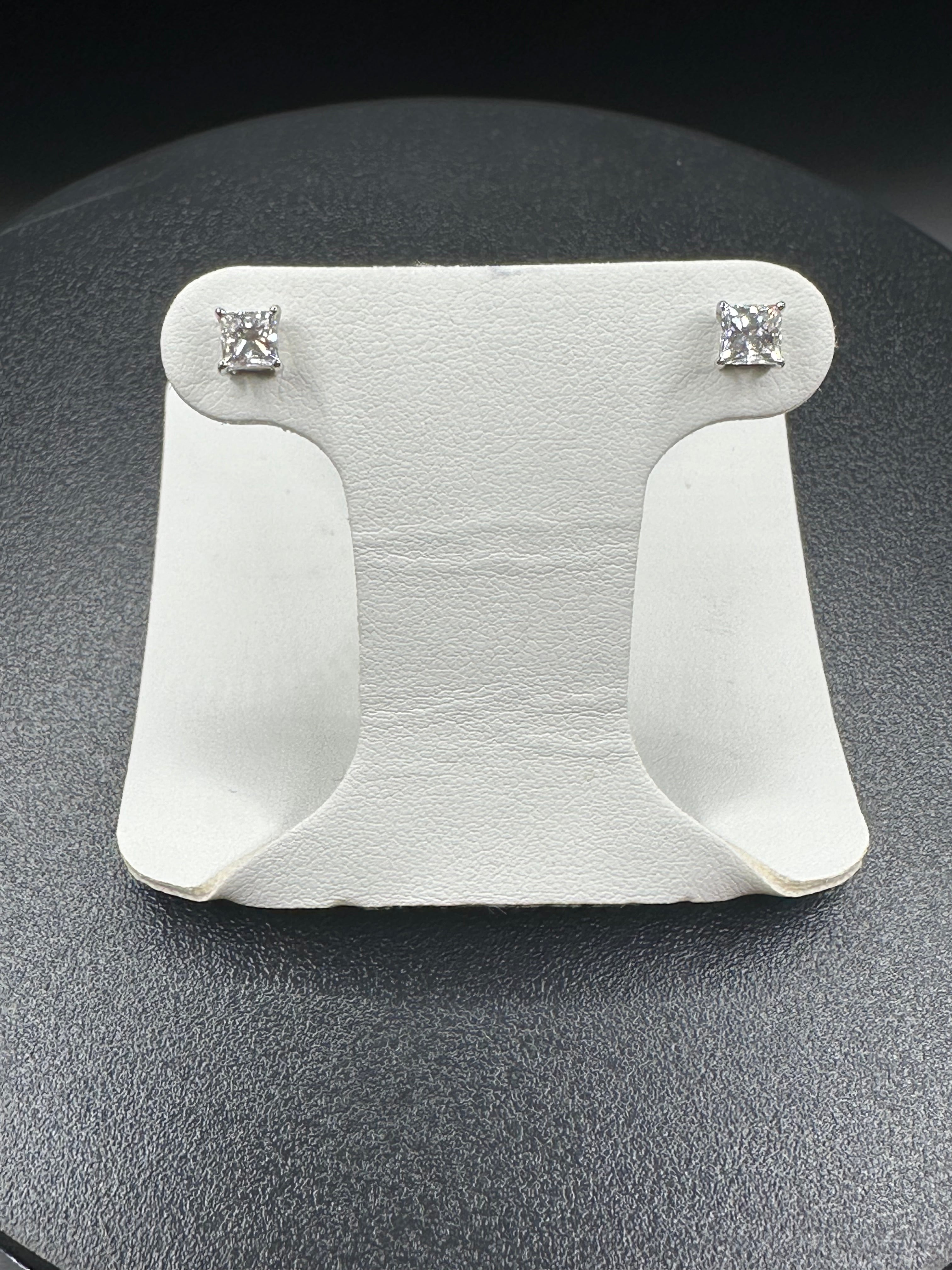 1 tcw Princess Cut earrings