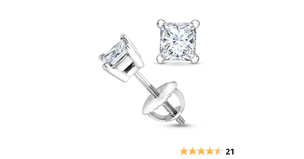 1 tcw Princess Cut earrings