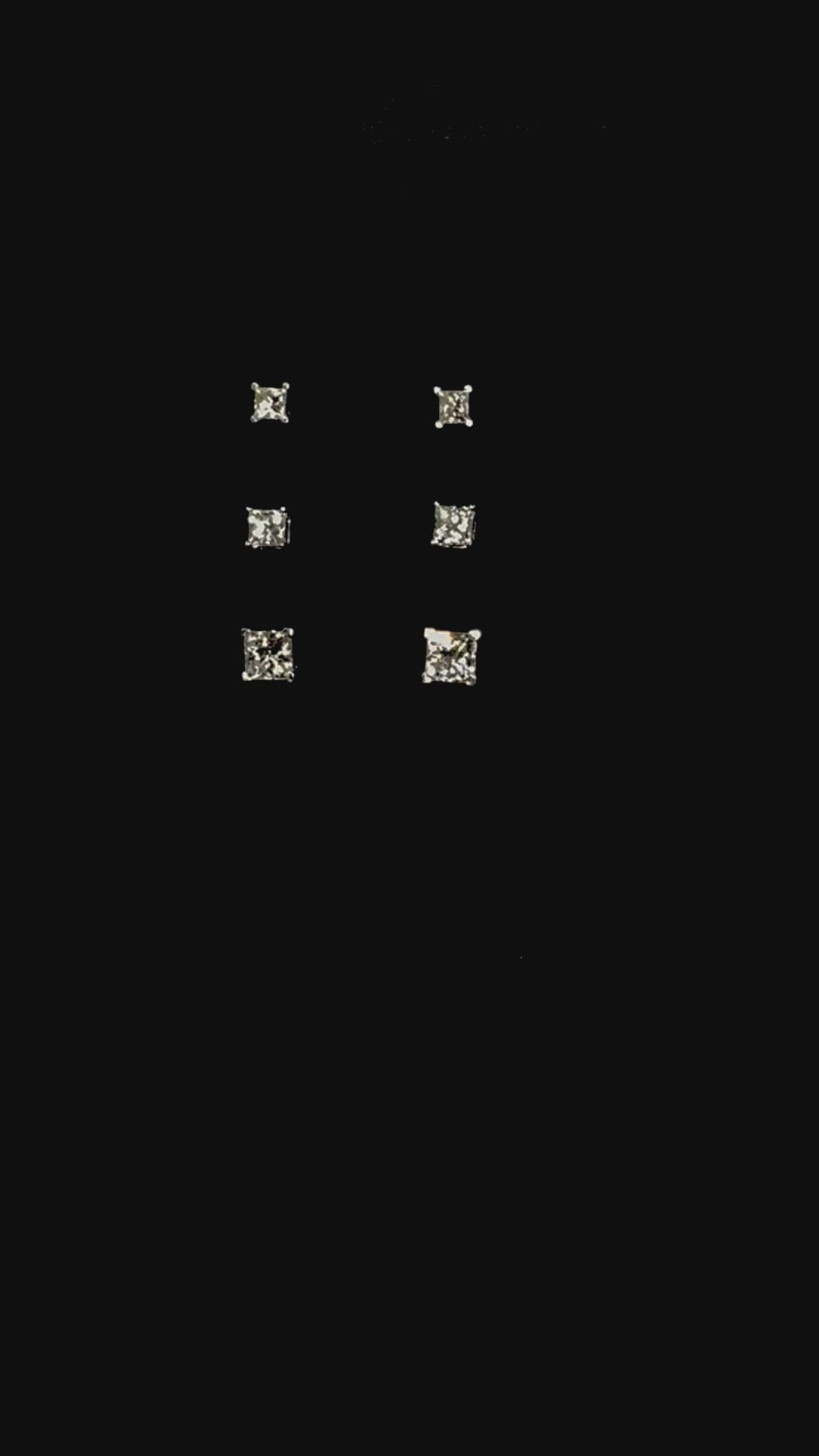 2.12tcw Princess cut earrings with screw on backs
